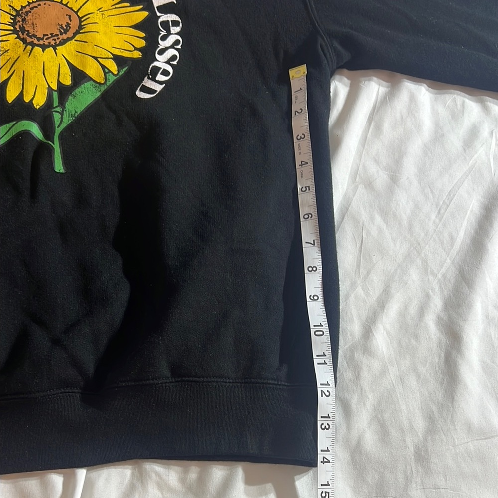 Awake Black Crewneck Sweater with Sunflower Graphic - Picture 7 of 11